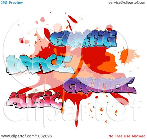 Clipart Comic Splatter With Graffiti Dance Music Grunge Words