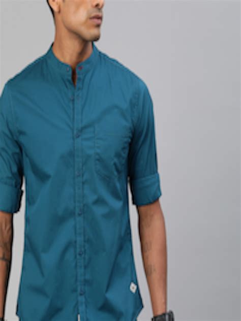 Buy Roadster Men Teal Blue Regular Fit Solid Sustainable Casual Shirt