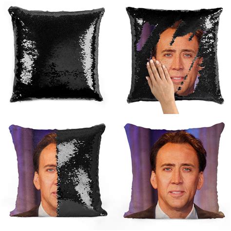 Nicolas Cage Sequin Pillow Sequin Pillowcase Two Color Etsy