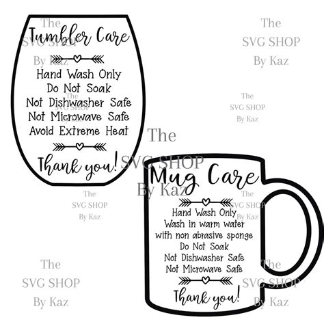 Tumbler Care Cards Png File Small Business Printable Etsy