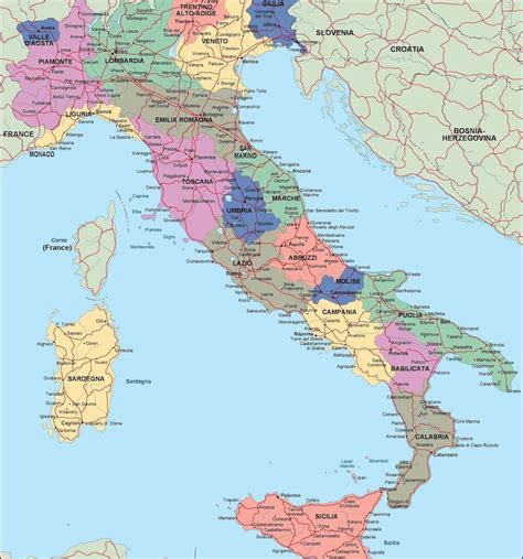 Political Map Of Italy With Cities