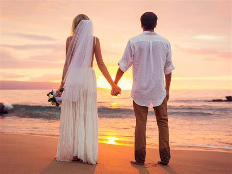 Love Couple Had Just Married Sea Beach Sunset Hd Love Wallpaper ...