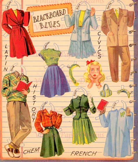 Vintage Paper Doll Printable Pdf Summer Date Paper Dolls 40s 1940s