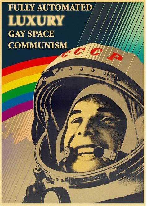 Vintage Look Fully Automated Luxury Gay Space Communism Poster 42x30cm