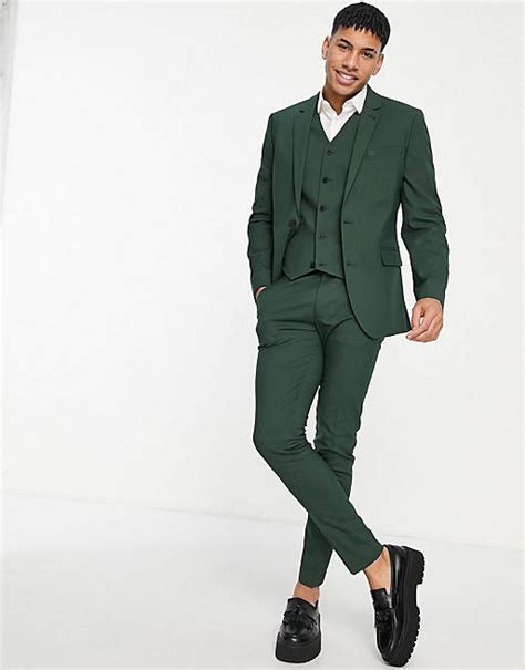 Asos Design Skinny Suit In Forest Green Asos