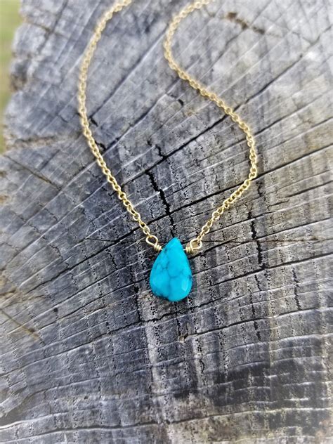 Raw Turquoise Necklace December Birthstone Necklace Simple Etsy
