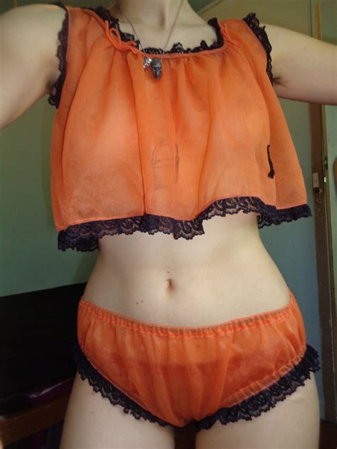 Sheer Orange And Black Lingerie Set By Bootleg666girl On Etsy