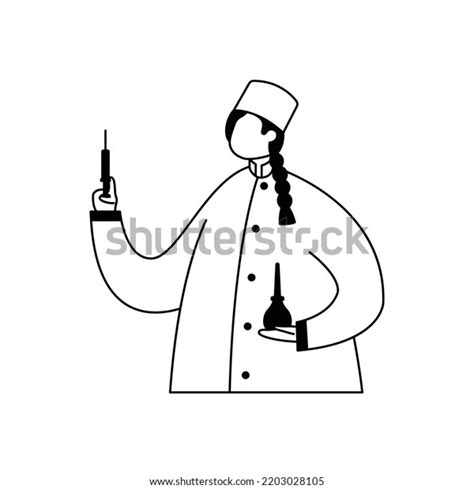 Vector Illustration Nurse Syringe Her Hand Stock Vector Royalty Free 2203028105 Shutterstock