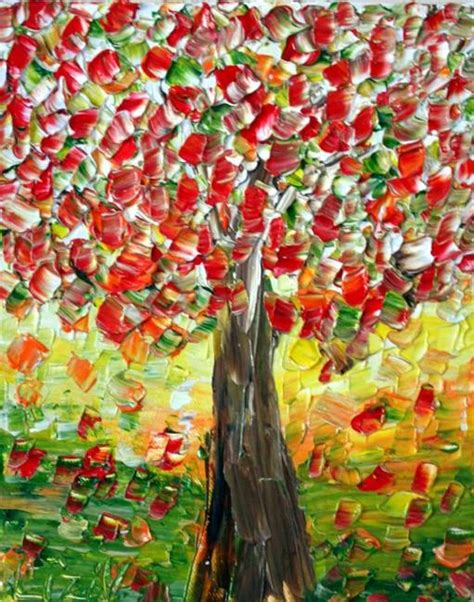 The Red Tree By Luiza Vizoli From Textured Impasto Oil Art