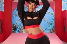 cardi sexy abs reebok curves modeling 90s wap line collaboration trademark offering ample derriere perfectly showcased cleavage amounts style
