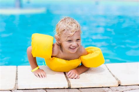 Little Boy In Swimming Pool Stock Image Image Of Preschooler Armband