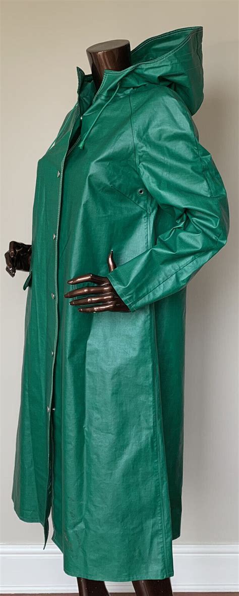 Vintage Rukka Rubber Raincoat Green Hooded Fetish Mac Raincoat Regenmantel 38 Ebay