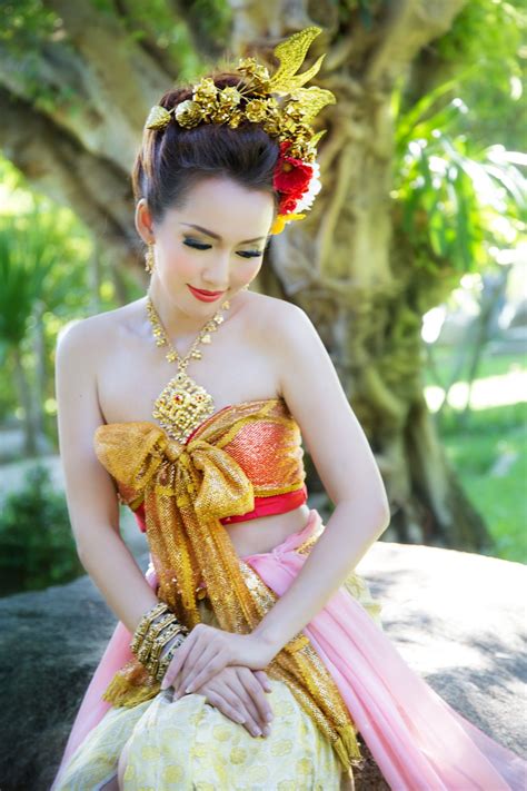 Portrait Thai Woman With Modern Thai Dress Traditional Dresses