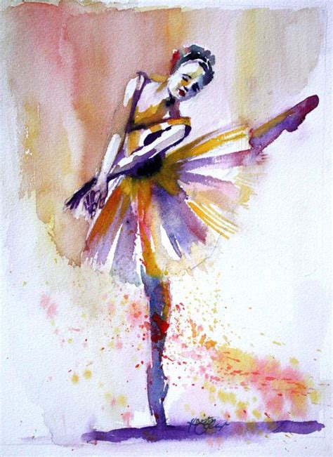 Original Watercolor Painting Colorful Ballerina Dancer Wall Art