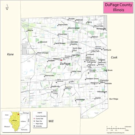 Dupage County Map Illinois Where Is Located Cities Population