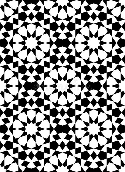 Seamless Islamic Geometric Pattern In Black And White Stock Vector