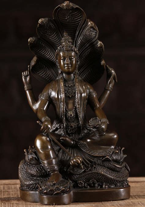 Sold Bronze Vishnu Statue Seated On Anantashesha 12 101cb105 Hindu Gods And Buddha Statues