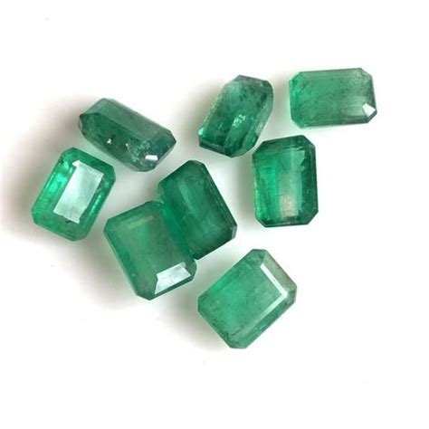 2 Pcs 6x8mm Natural Emerald Octagon Faceted Gemstone Top Aaa Quality
