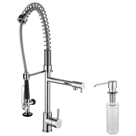 Selecting a model with a longer hose will also make it easy to use especially if you have double bowl sink. Kraus Commercial-Style Single-H≤ Kitchen Faucet w/Pull ...