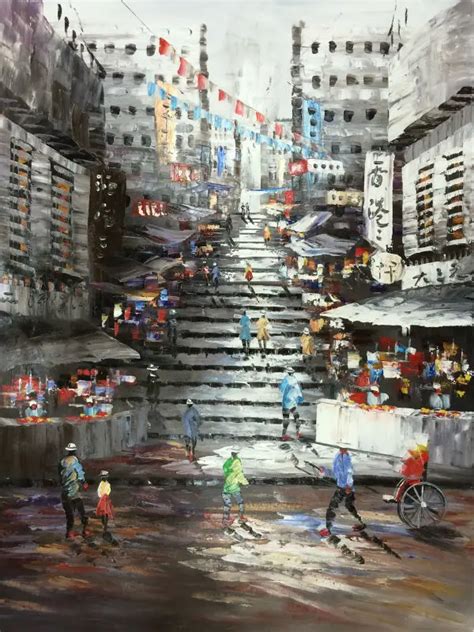 Buy Hand Painted Oil Painting On Canvas Cityscape Hong