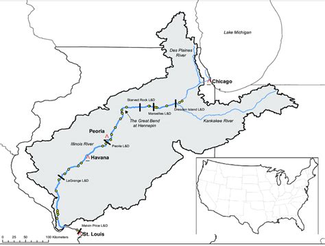 A Map Of The Illinois River Watershed The Blue Line Outside The