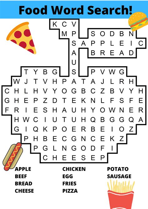 Food Word Search Printable Free Printable Worksheet