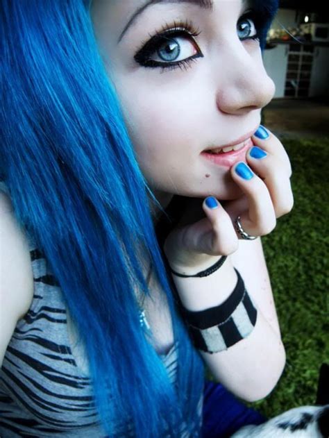 Beautiful Scene Girl Cute Emo Girls Blue Hair Blue Hair Accessories