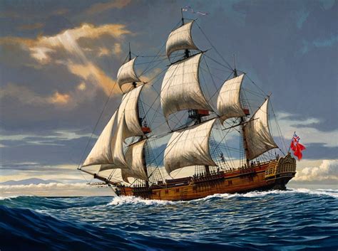 Herb Kane Painting Of The Hms Resolution Which Capt James Cook