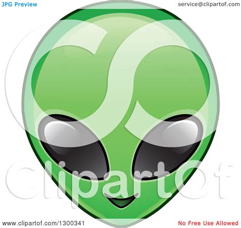Clipart Of A Happy Green Alien Face With Black Eyes