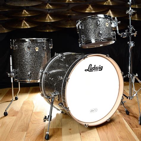 Ludwig Keystone 121420 3pc Upbeat Kit Granite Glitter Drums