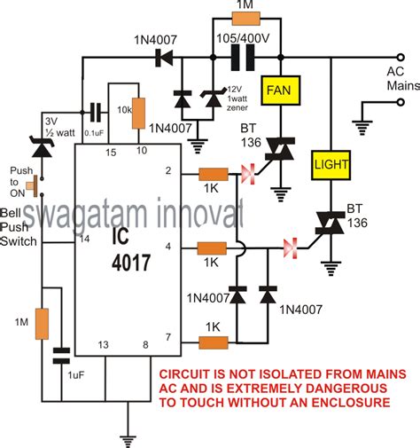 Electronic Switch Circuit For Lights And Fan