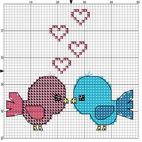 This is a pdf counted cross stitch pattern. Love Birds Free Cross Stitch Pattern