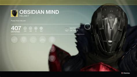 Destiny Exotic Armor Obsidian Mind Helmet Youtube