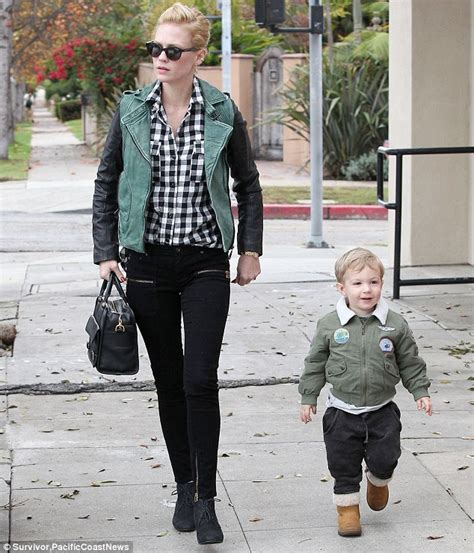 January Jones Steps Out With Son Xander Looking Less Than Impressed