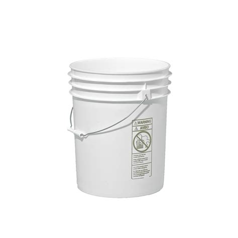 5 Gallon White Plastic Round Open Head Pail Wmetal Bail Fda Approved