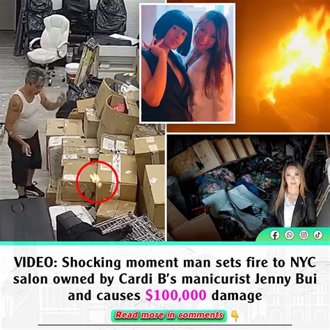 Video Shocking Moment Man Sets Fire To Nyc Salon Owned By Cardi Bs