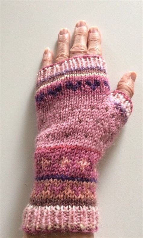Knitted Wool Fair Isle Fingerless Gloves Handknit Texting Etsy