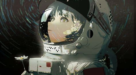 Anime Girl Short Hair Astronaut Hd Wallpaper Peakpx