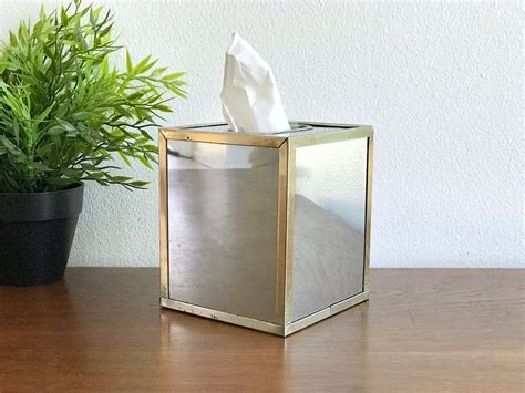 Chrome Tissue Box Brass Mirrored Tissue Box Holder Gold Metal