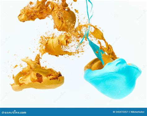 Abstract Gold And Blue Paint Splash Background Stock Image Image Of