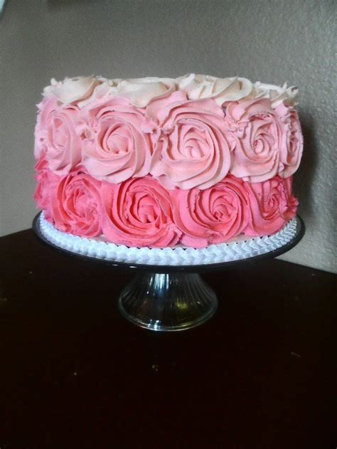 Pink Ombre Flower Cake By Three Little Cupcakes Flower Cake Cake