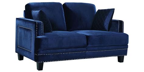 Dallas Two Seater Sofa In Velvet Blue Colour Dreamzz Furniture