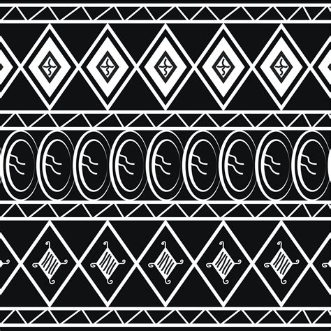 Traditional Art Papua New Guinea Ethnic Tribal Pattern Black Background