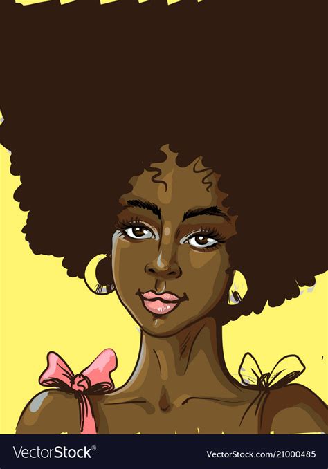 Black Beautiful Woman With Big Curly Hair Pink Vector Image
