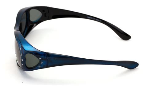 Womens Polarized Fit Over Glasses Sunglasses Rhinestone Rectangular Heart 60mm