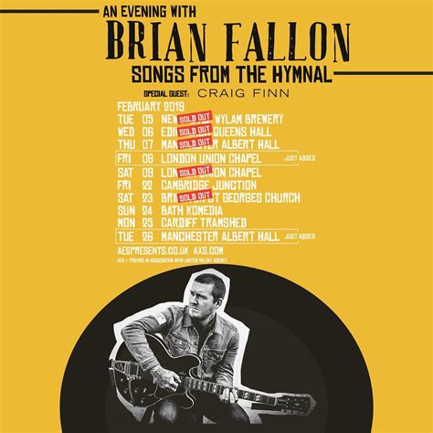 brian fallon announces further uk acoustic tour dates for 2019 by popular demand rock your lyrics