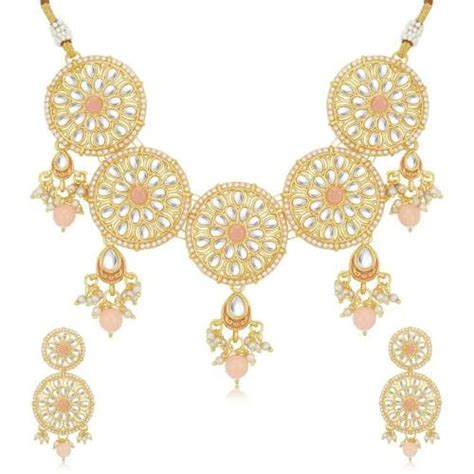 Buy Sukkhi Glamorous Gold Plated Kundan And Meenakari Choker Necklace Set For Women Online At Best