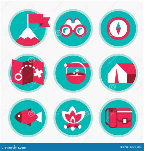 Set Of Icons Of Tourism And Recreation Stock Illustration