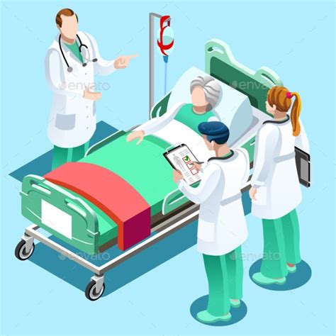 Medical Training Doctor Teaching To Students Vector Isometric People By