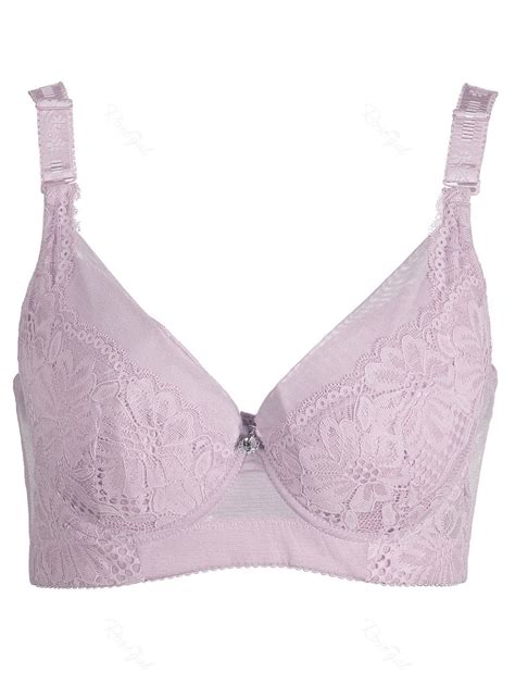 23 Off Plus Size Padded Underwire Floral Lace Bra Rosegal